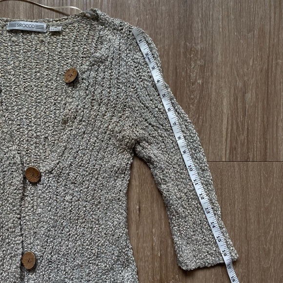 Sirocco Knit Cotton Blend Button Through 3/4 Sleeves Ivory Cardigan Medium - Picture 5 of 11